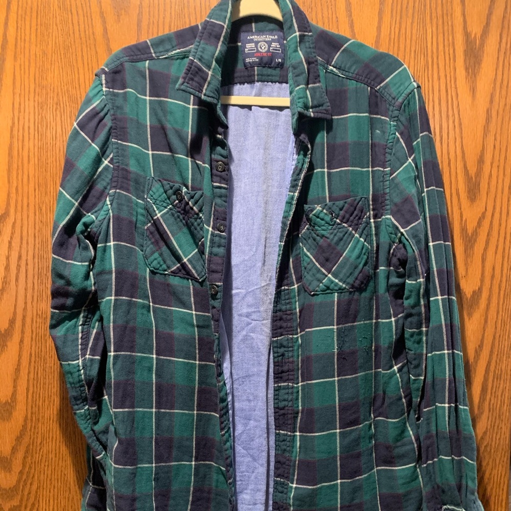 Navy/Green American Eagle Outfitters button down